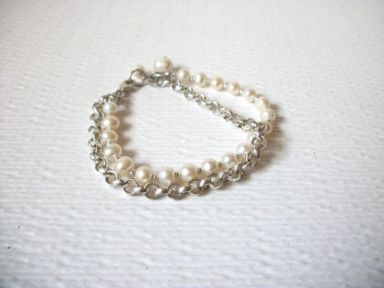 Retro Silver Toned Glass Pearl Bracelet 60116