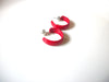 Retro Smaller Bright Red Enameled Hoop Earrings 92117