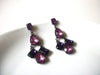 Retro Rose Pink Purple Violet Prong Set 2 1/2" Long Dangle Earrings 92816