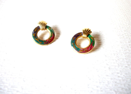 Vintage Enameled Swirl Doorknocker Earrings 91317