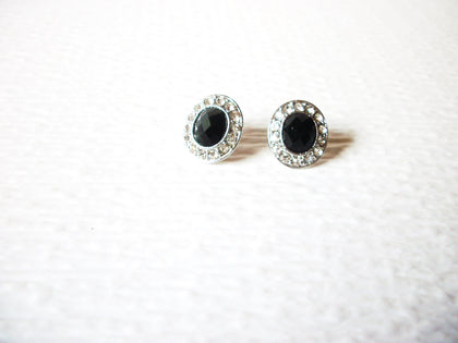 MONET Clear Rhinestone Black Glass Smaller Earrings 91517