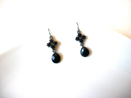 Vintage Dainty Black Rhinestone Acrylic Dangle Earrings 81517