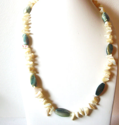 Vintage Shell Chips Polished Stones 22" Necklace 123016