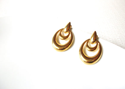 Vintage Gold Toned Doorknocker Earrings 80417