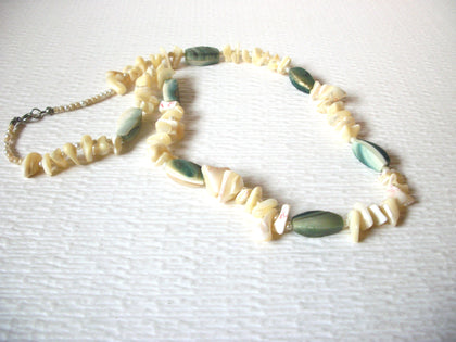 Vintage Shell Chips Polished Stones 22" Necklace 123016