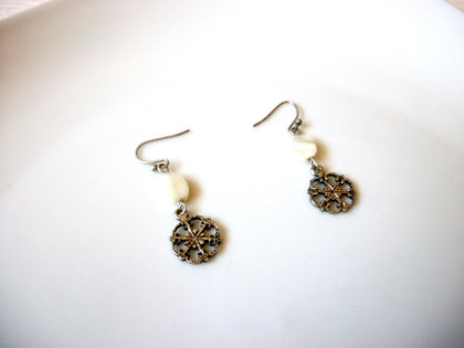 Bohemian Silver Toned Mother Of Pearl Dangle Earrings 81517