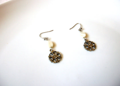 Bohemian Silver Toned Mother Of Pearl Dangle Earrings 81517