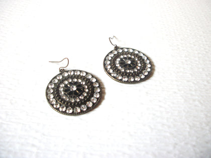 Retro Bronze Toned Rhinestone Dangle Earrings 91517