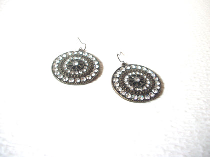 Retro Bronze Toned Rhinestone Dangle Earrings 91517