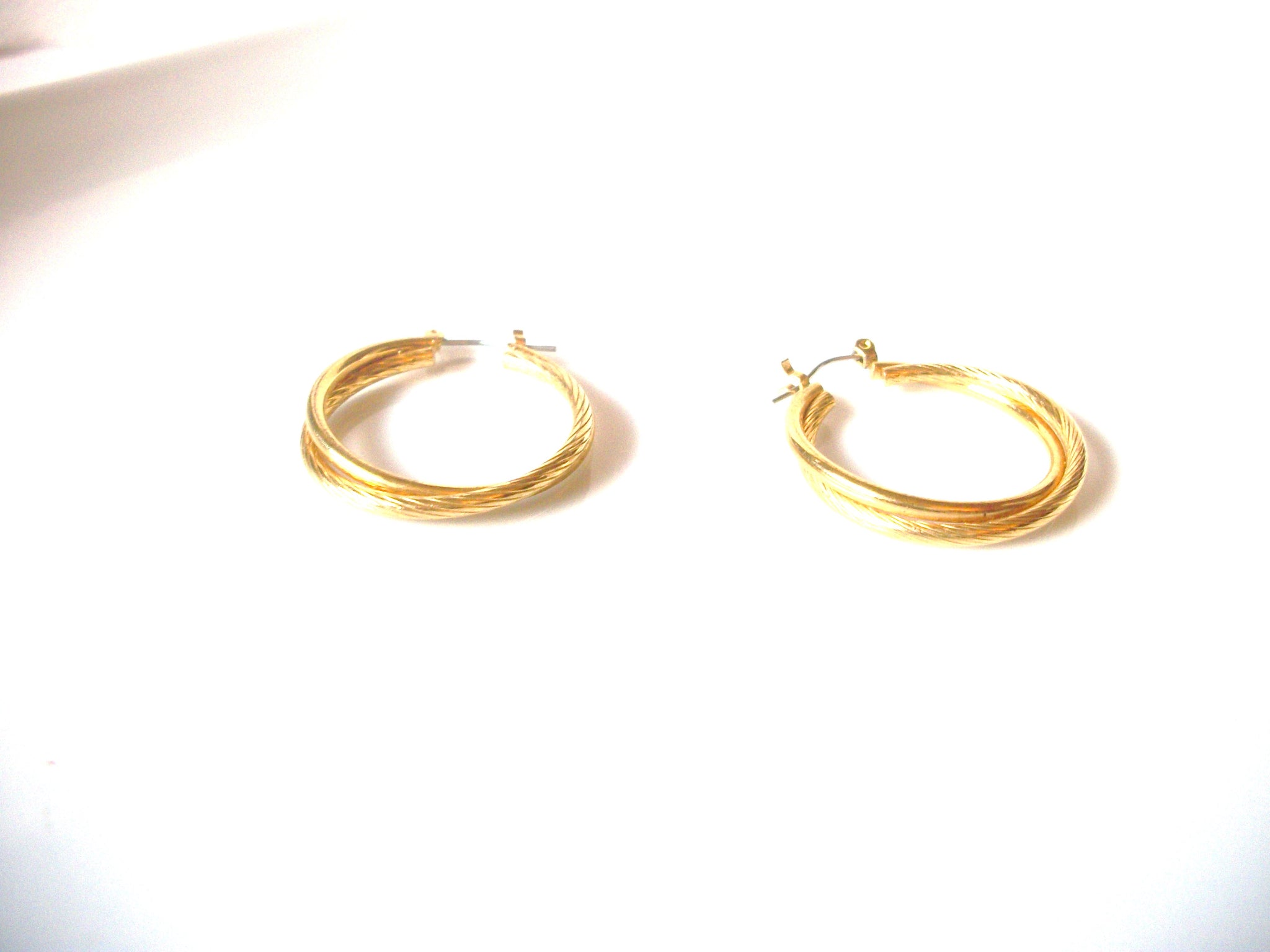 Retro Intertwining Gold Toned Hoop Earrings 81517