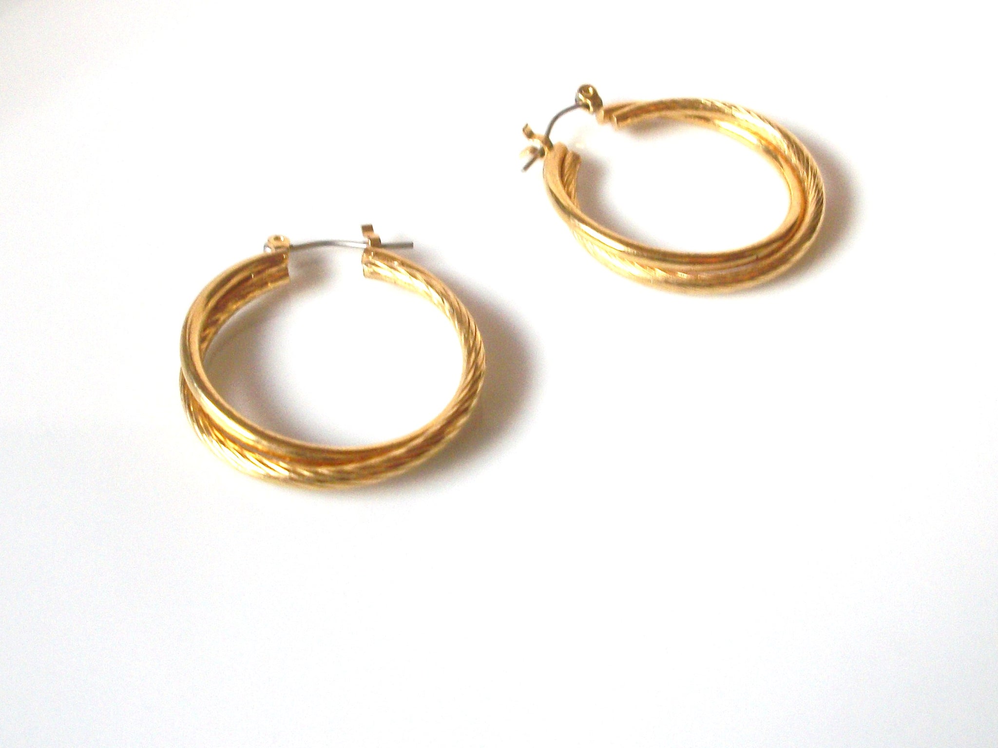 Retro Intertwining Gold Toned Hoop Earrings 81517