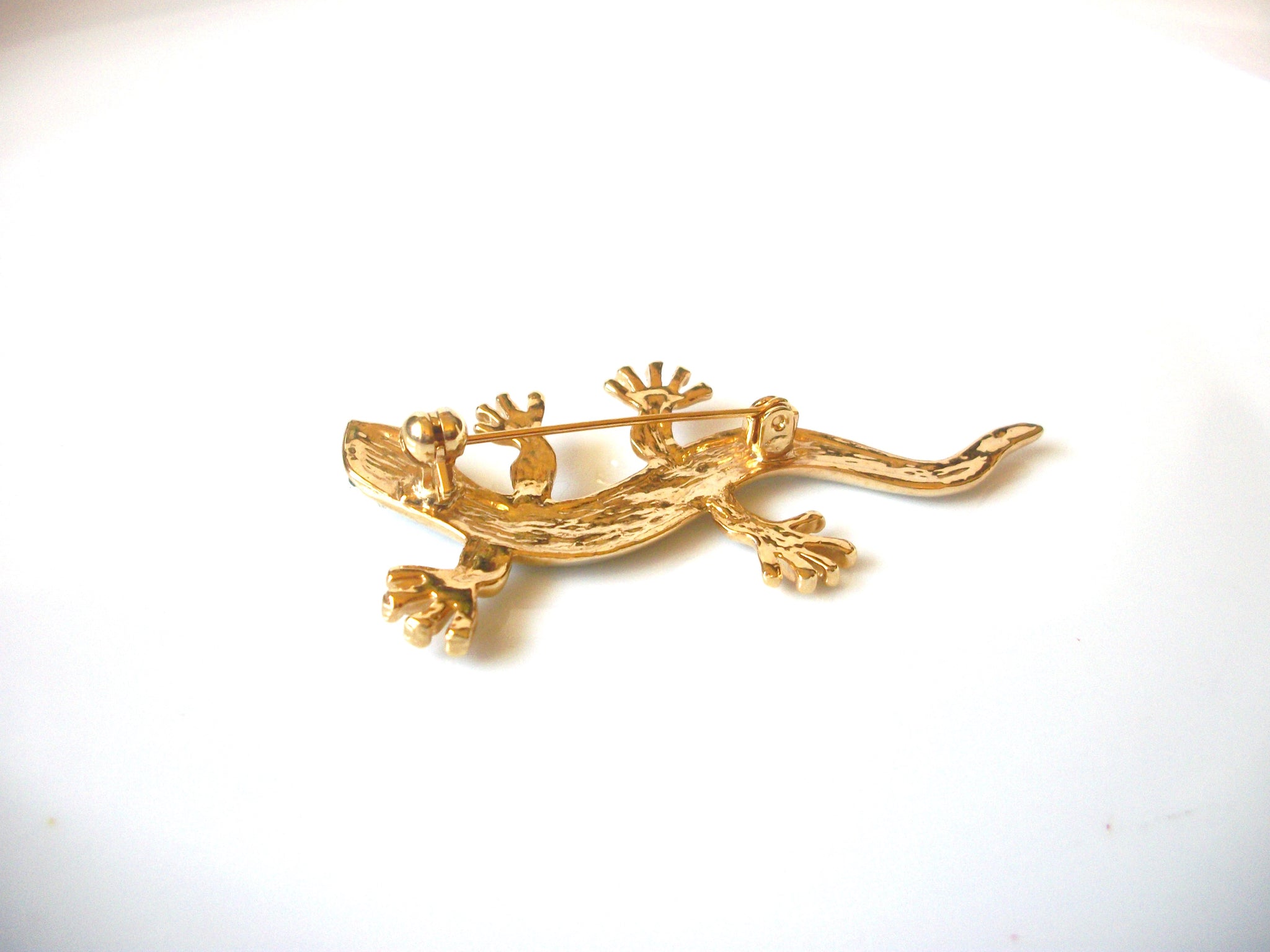 Vintage Clear Rhinestone Salamander Brooch Pin 91617