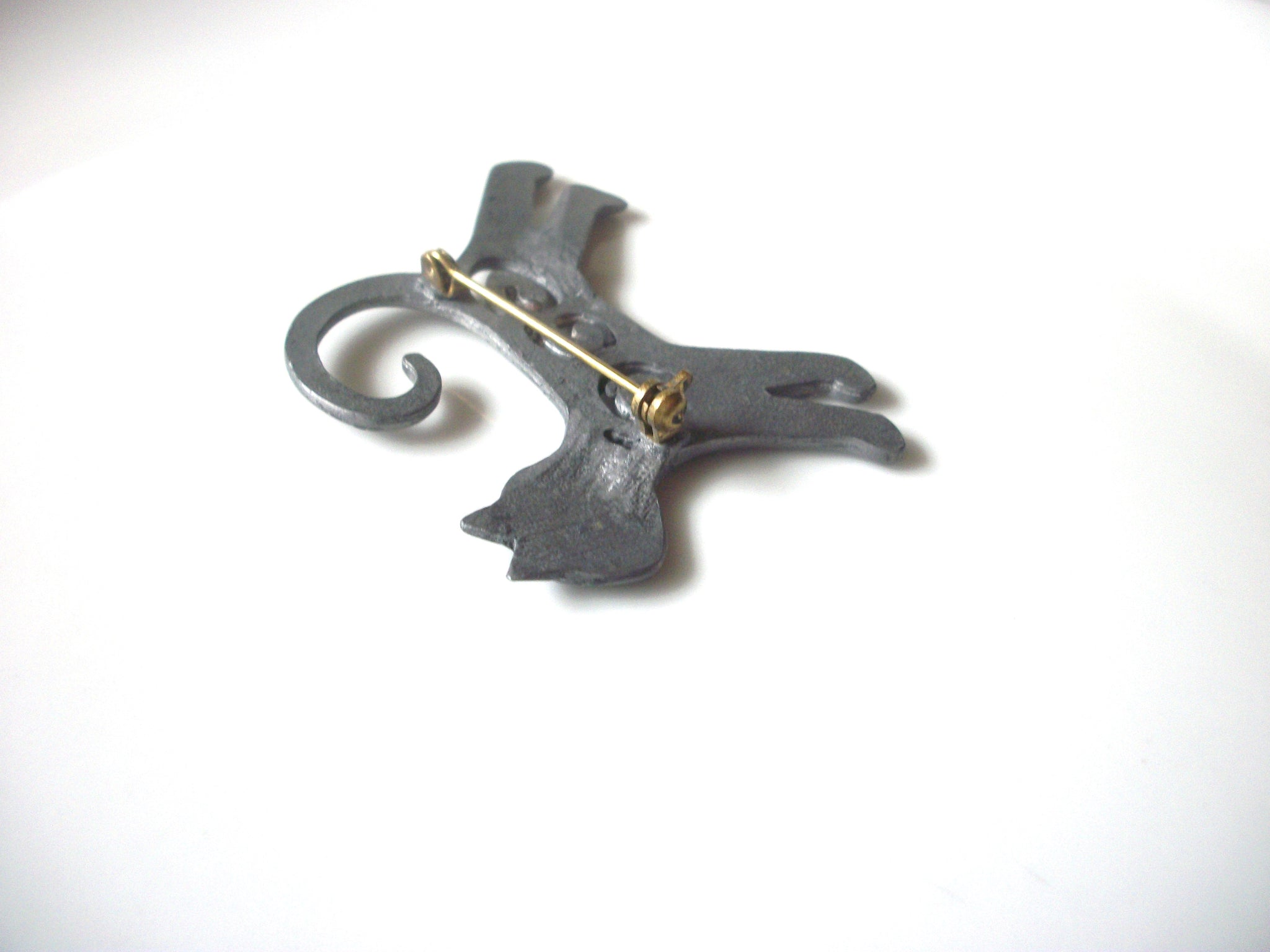 Vintage Pewter Cat Brooch Pin 92117