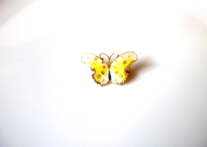 Vintage Gold Cream Smaller Enameled Butterfly Pin 81517