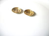 Vintage Gold Toned Round Pastel Green Dome Earrings 80417