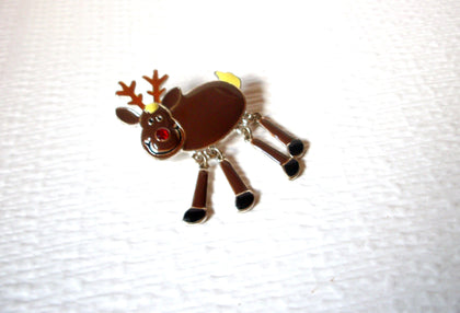 Retro Reindeer Rudolph Wiggle Legs Brooch Pin 9617