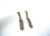 Silver Toned Roman Column Dangle Earrings 92517