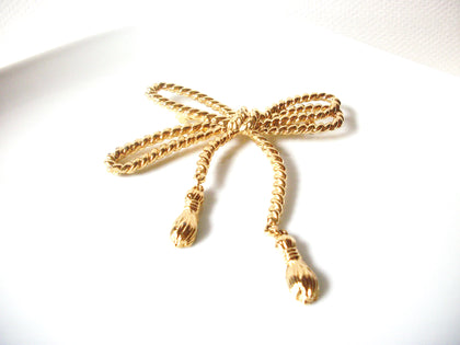 Vintage Large Tassel Gold Toned Brooch Pin 80417