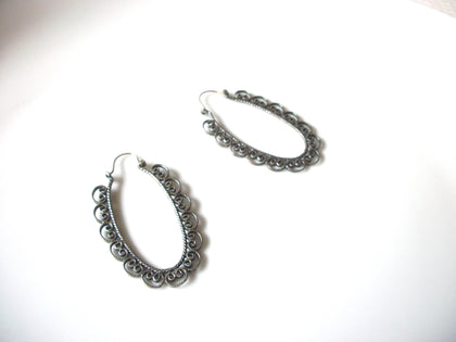 Vintage Spanish Filigree Silver Toned Dangle Earrings 92517