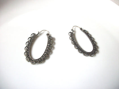 Vintage Spanish Filigree Silver Toned Dangle Earrings 92517