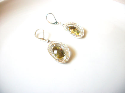 Retro Iridescent Green Rhinestone Earrings 80417