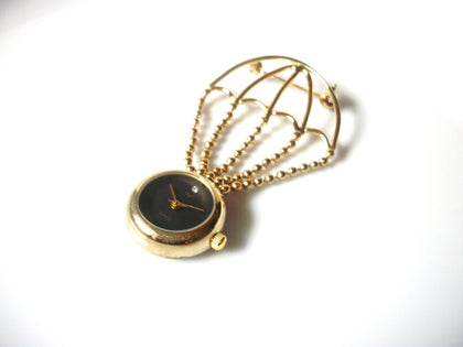 UNTESTED NON WORKING Hot Air Balloon Watch Brooch Pin 80417