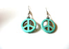 Retro Turquoise Blue PEACE Pottery Dangle Earrings 92517