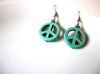 Retro Turquoise Blue PEACE Pottery Dangle Earrings 92517