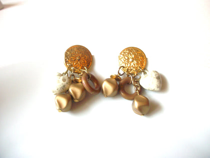 Bohemian Gold Toned Faux Stone Dangle Earrings 92517