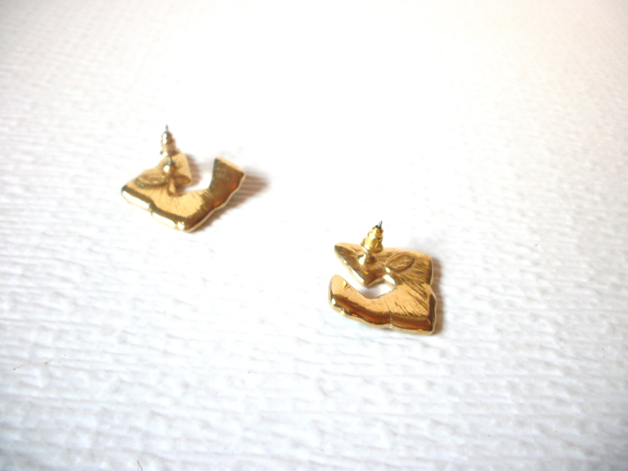 Retro Square TRIFARI Gold Toned Black Earrings 9617