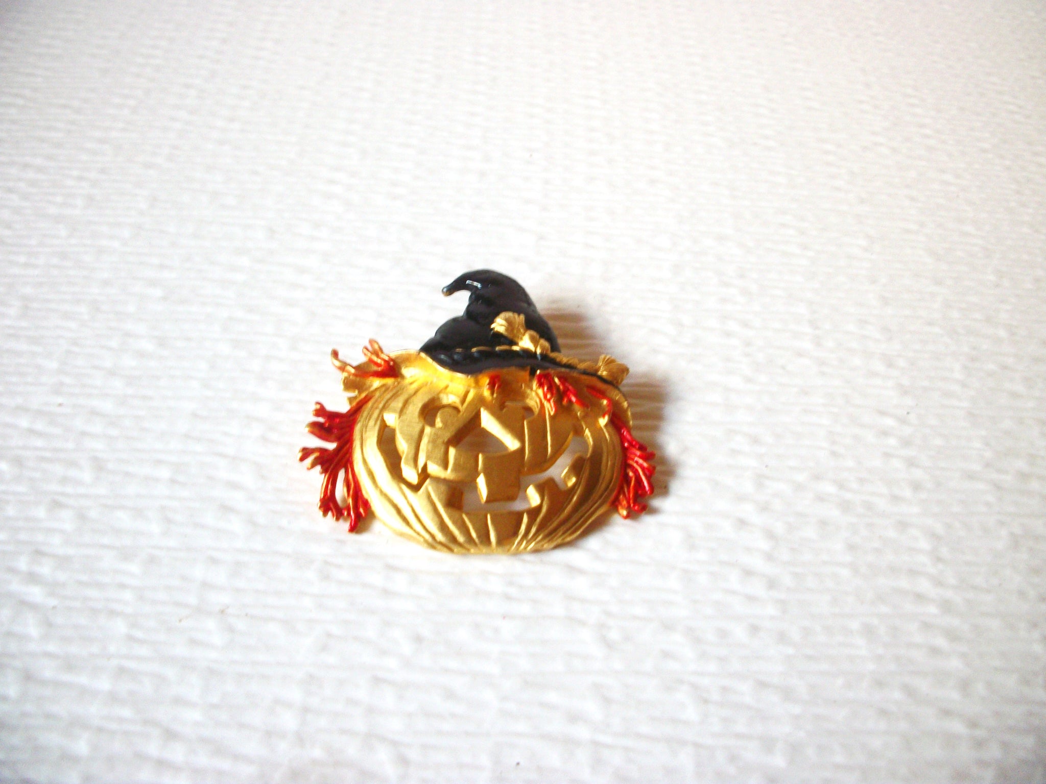 RARE Vintage JJ Pumpkin Halloween Brooch Pin 9617