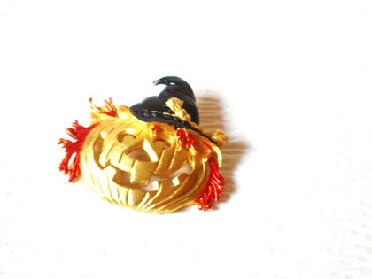 RARE Vintage JJ Pumpkin Halloween Brooch Pin 9617