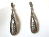 Vintage Ethnic Long Silver Toned Dangle Earrings 92517