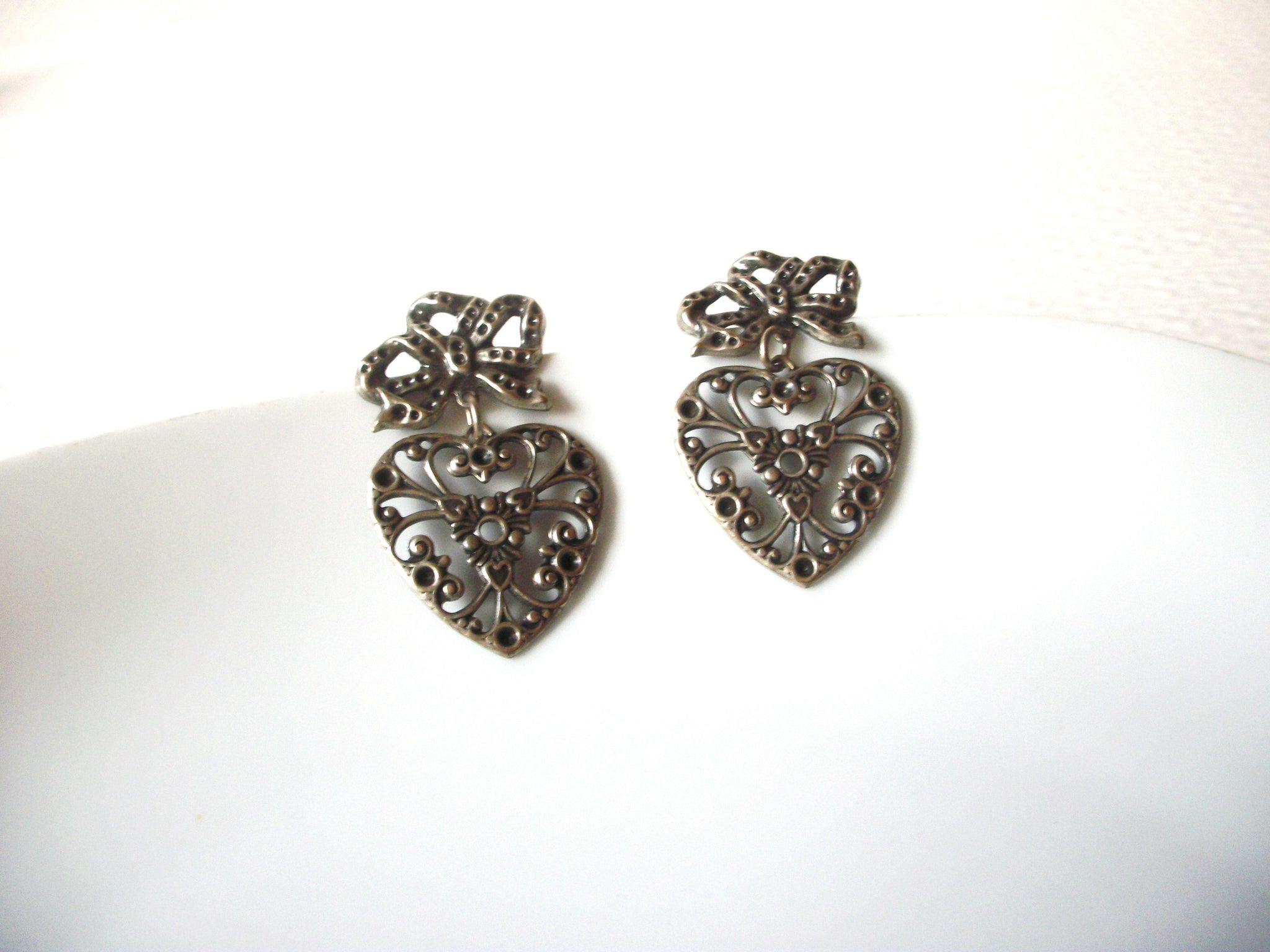 Victorian Filigree Heart Dangle Earrings 92517