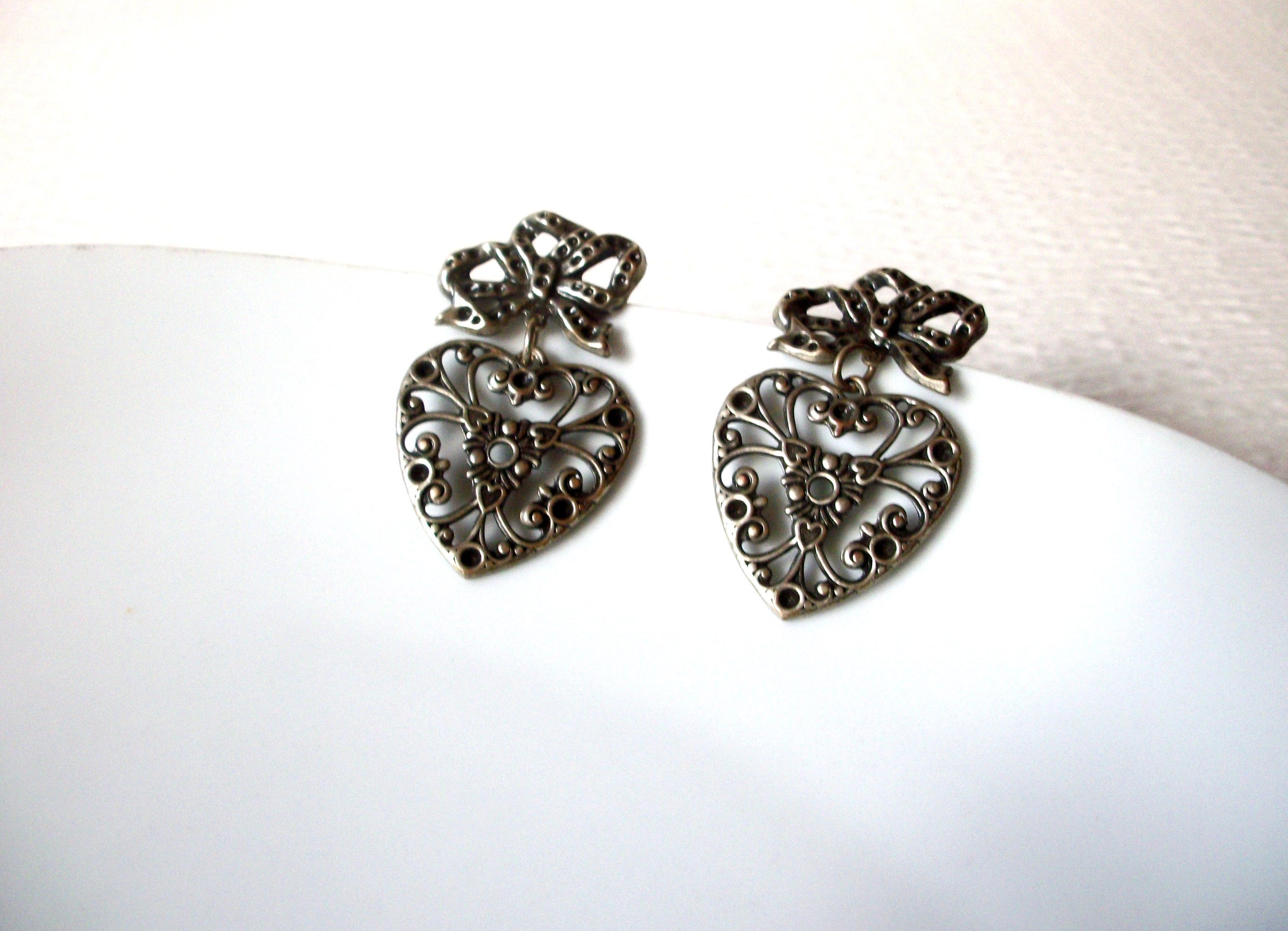 Victorian Filigree Heart Dangle Earrings 92517