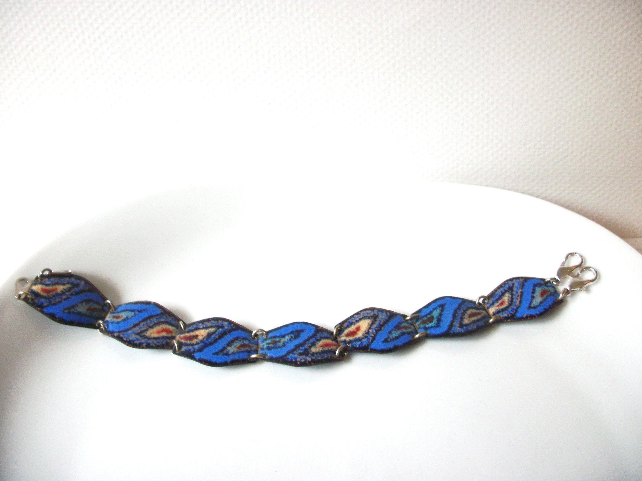 Vintage Enameled Aztec Snake Pattern Bracelet 80417