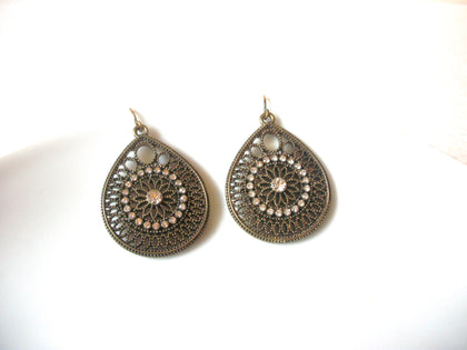 Ethnic Filigree Clear Rhinestone Dangle Earrings 92517