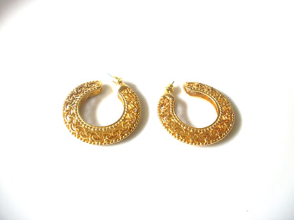 Vintage Spanish Damasque Hoop Earrings 91617