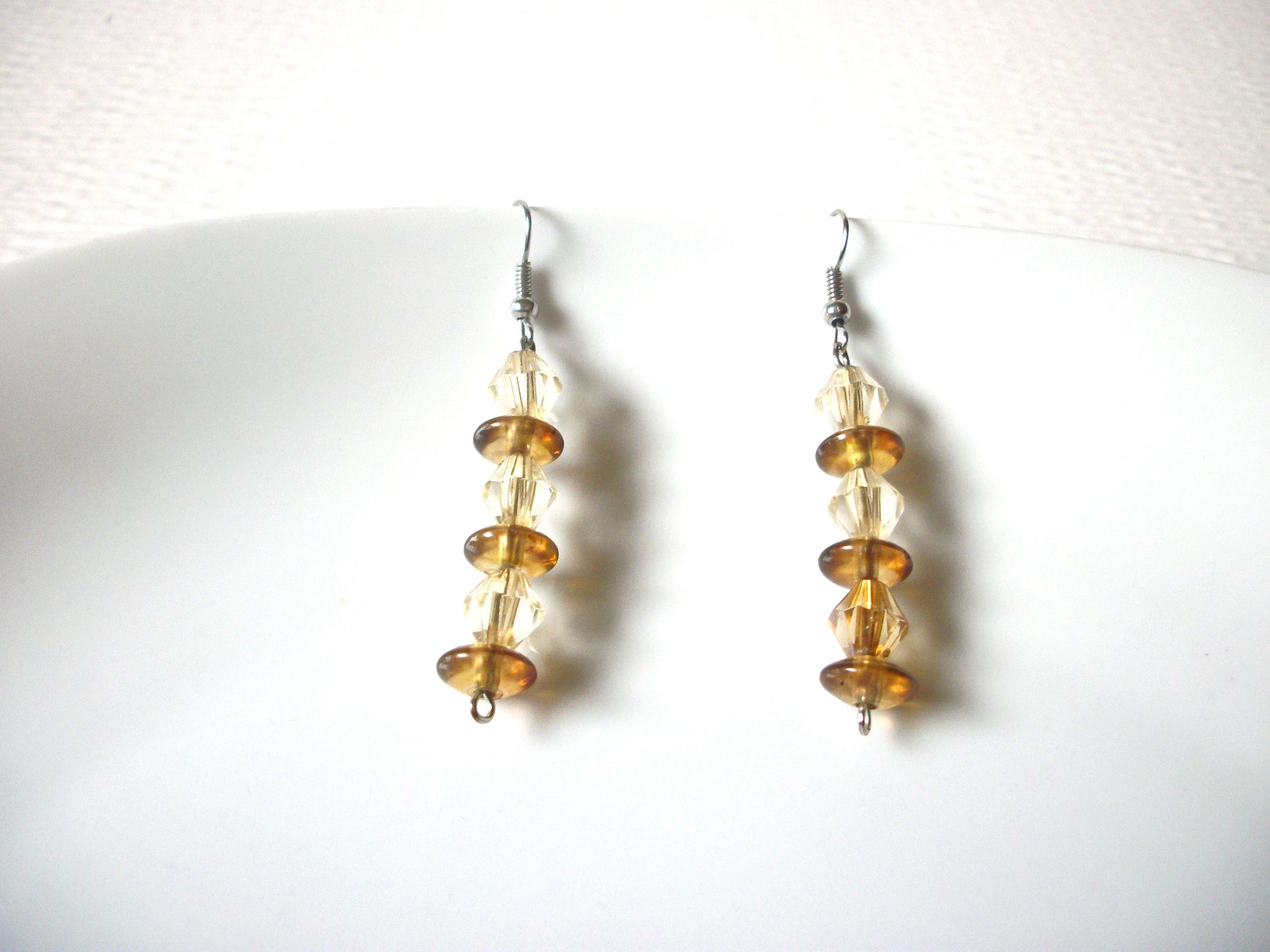 Retro Champagne Gold Tones Dangle Earrings 91617