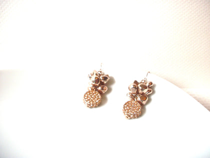 Retro Rose Gold Toned Rhinestone Dangle Earrings 80417