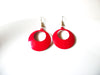 Retro Bright Red Enameled Dangle Earrings 92017