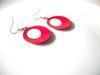 Retro Bright Red Enameled Dangle Earrings 92017