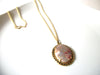 Romantic Gold Toned Limoge Glass Pendant Necklace 91617