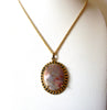 Romantic Gold Toned Limoge Glass Pendant Necklace 91617