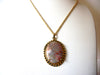 Romantic Gold Toned Limoge Glass Pendant Necklace 91617