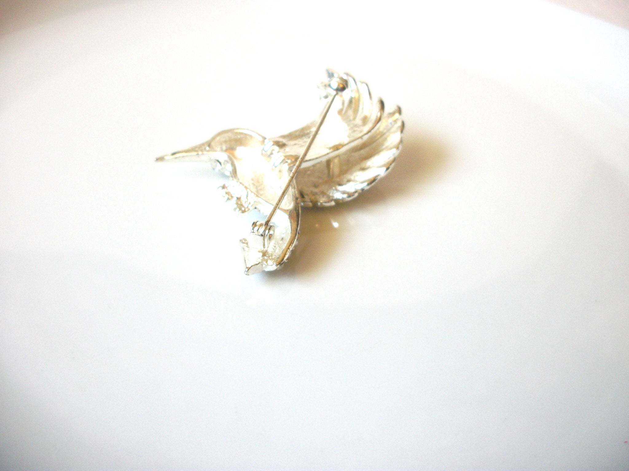Retro Larger Clear Rhinestone Hummingbird Brooch Pin 80417
