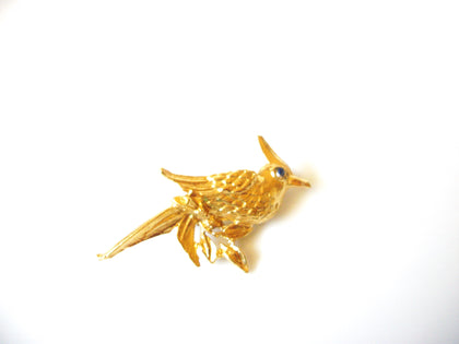 Vintage Gold Toned Bird Brooch Pin 91617