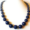 Retro Dark Blue Toned Old Plastic Beads Necklace 92017