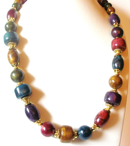Vintage Autumn Fall Colors Lucite 24" Necklace 92117