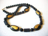 Designer JAPAN Vintage Black Gold 30" Necklace 92017